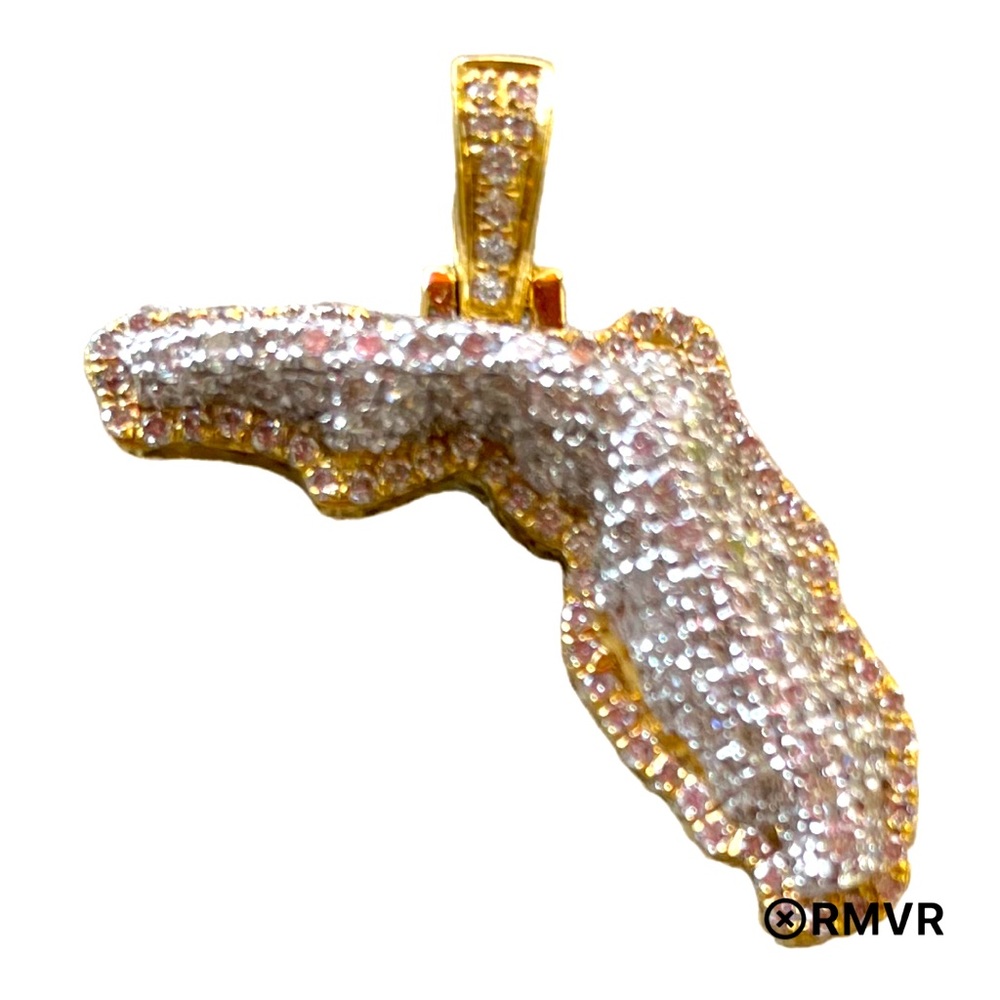 10K Yellow & White Gold 1.15CTW of Natural DIAMONDS U.S STATE PENDANT -
FLORIDA